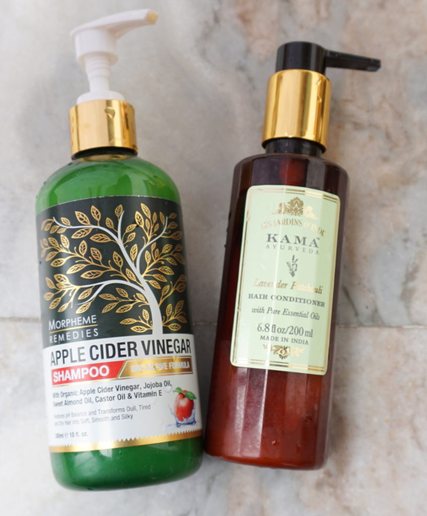Morpheme remedies apple cider vinegar shampoo review and Kama hair conditioner