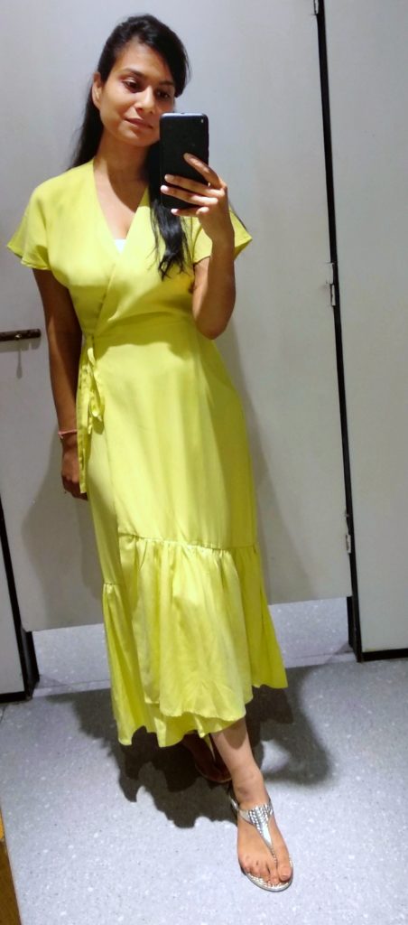 Lime green plain maxi dress with frills