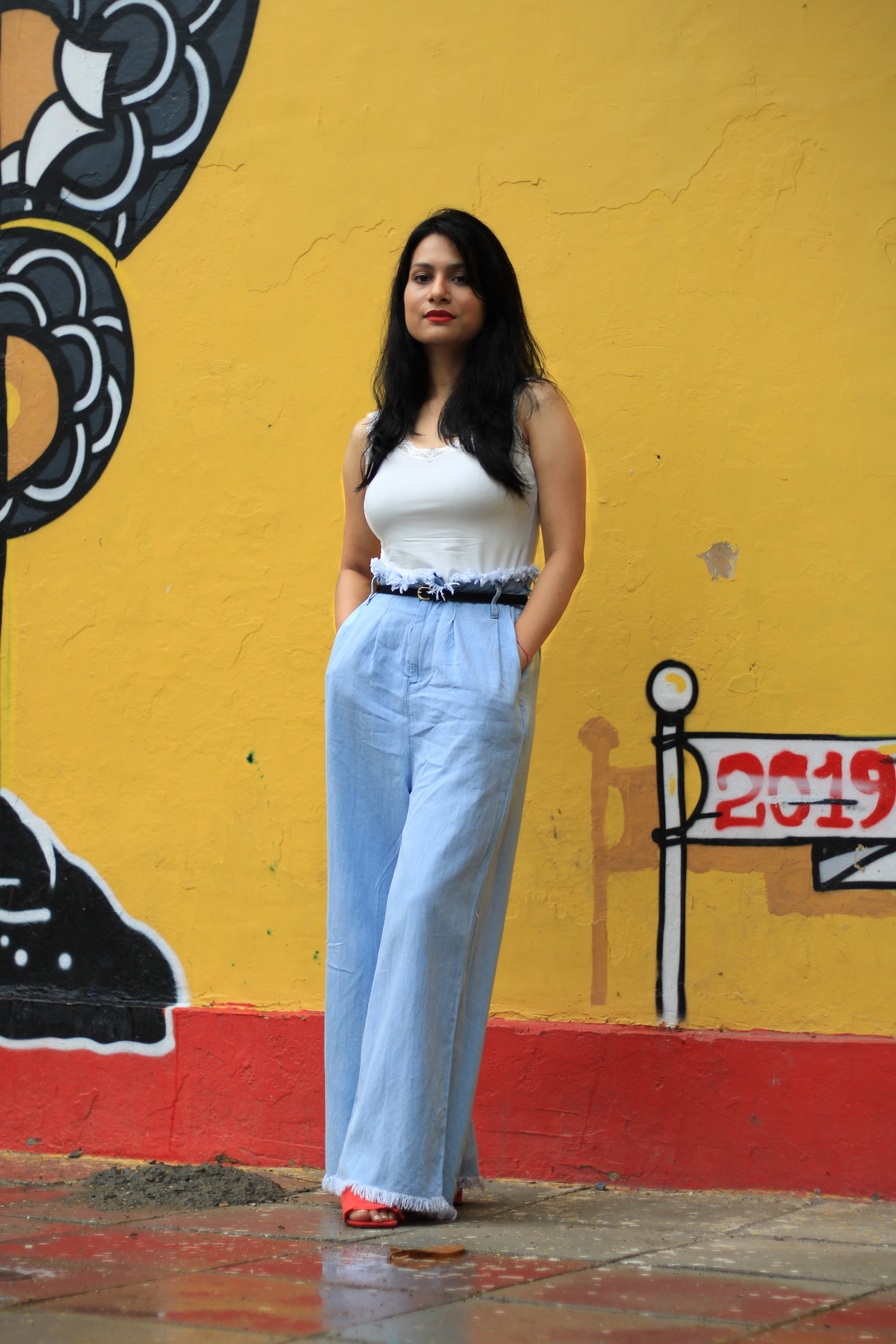 How to wear wide leg pants and denim palazzo