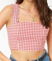 gingham white and red top