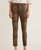 animal printed cigarette trousers