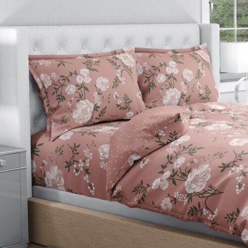 Antimicrobial 100% Cotton Dusty Floral Pink Bedsheet Set