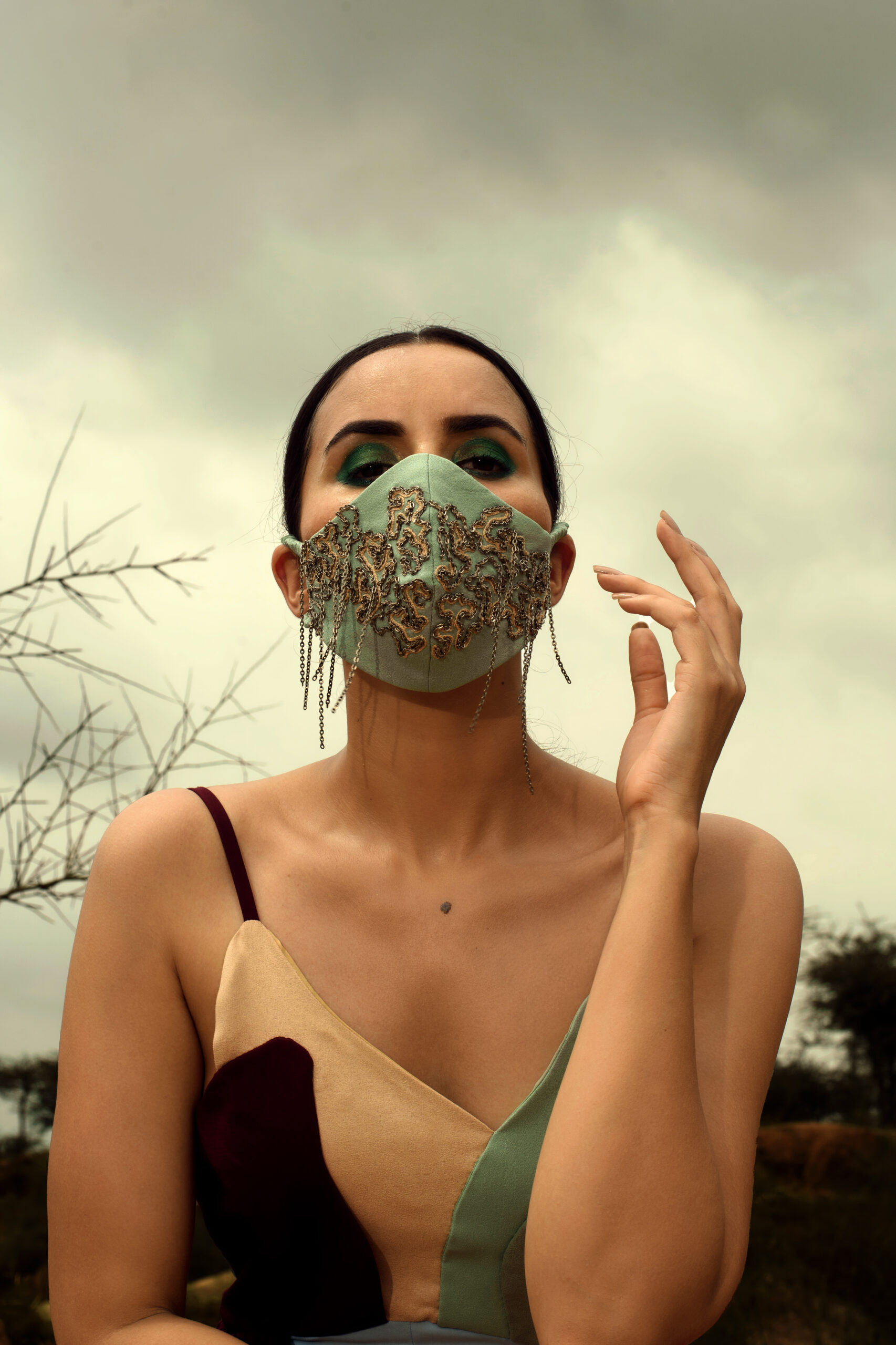 Folded Waves Embroidered Mask - SAL