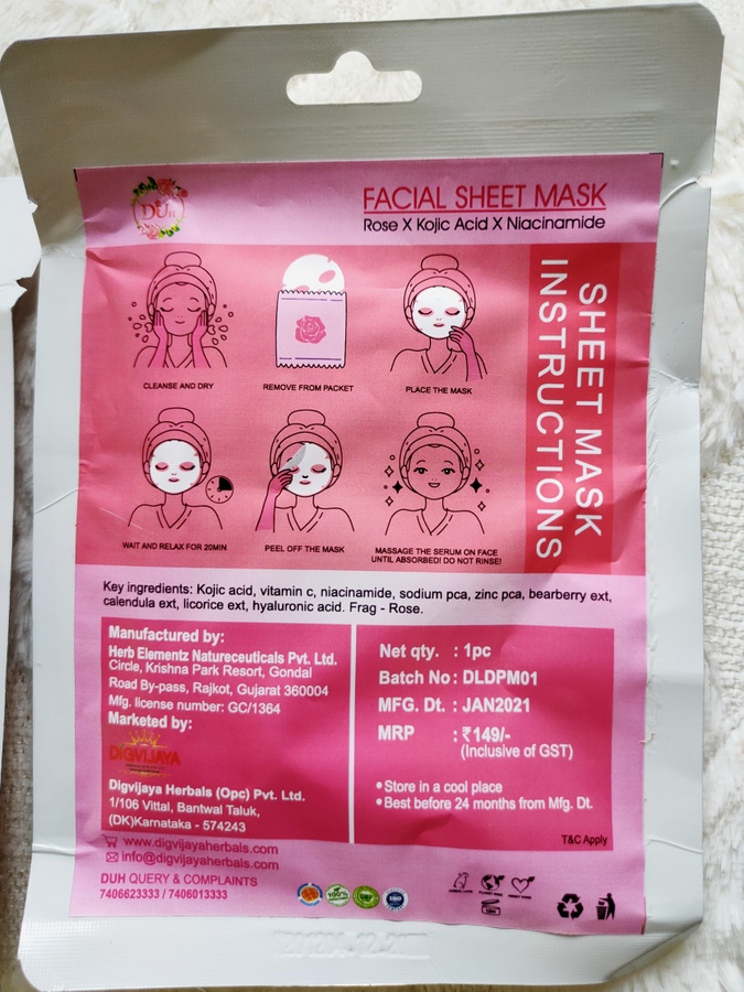 Digvijay Herbals Facial Sheet Masks Review