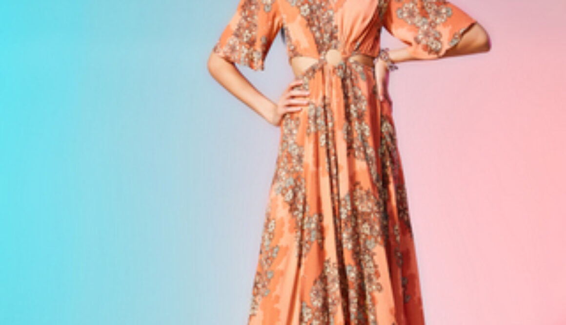 Label Ritu Kumar_Rose Floral Print Maxi Dress_INR 6900