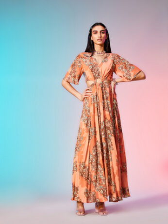 Label Ritu Kumar_Rose Floral Print Maxi Dress_INR 6900