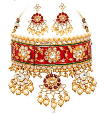 Kundan Necklace (Red)- garba jewellery