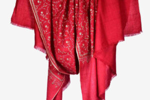 All Things Kashmir Pashmina Shawl Fine Hand Embroidery Bold & Beautiful in Red a