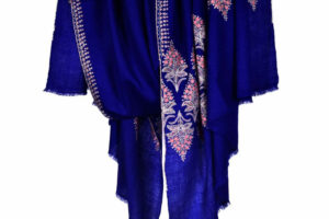 All Things Kashmir Pashmina Shawl Fine Hand Embroidery Royal Jewel in Blue