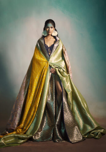 Women wearing lehanga from chaap tilak collection resa by ushnakmals