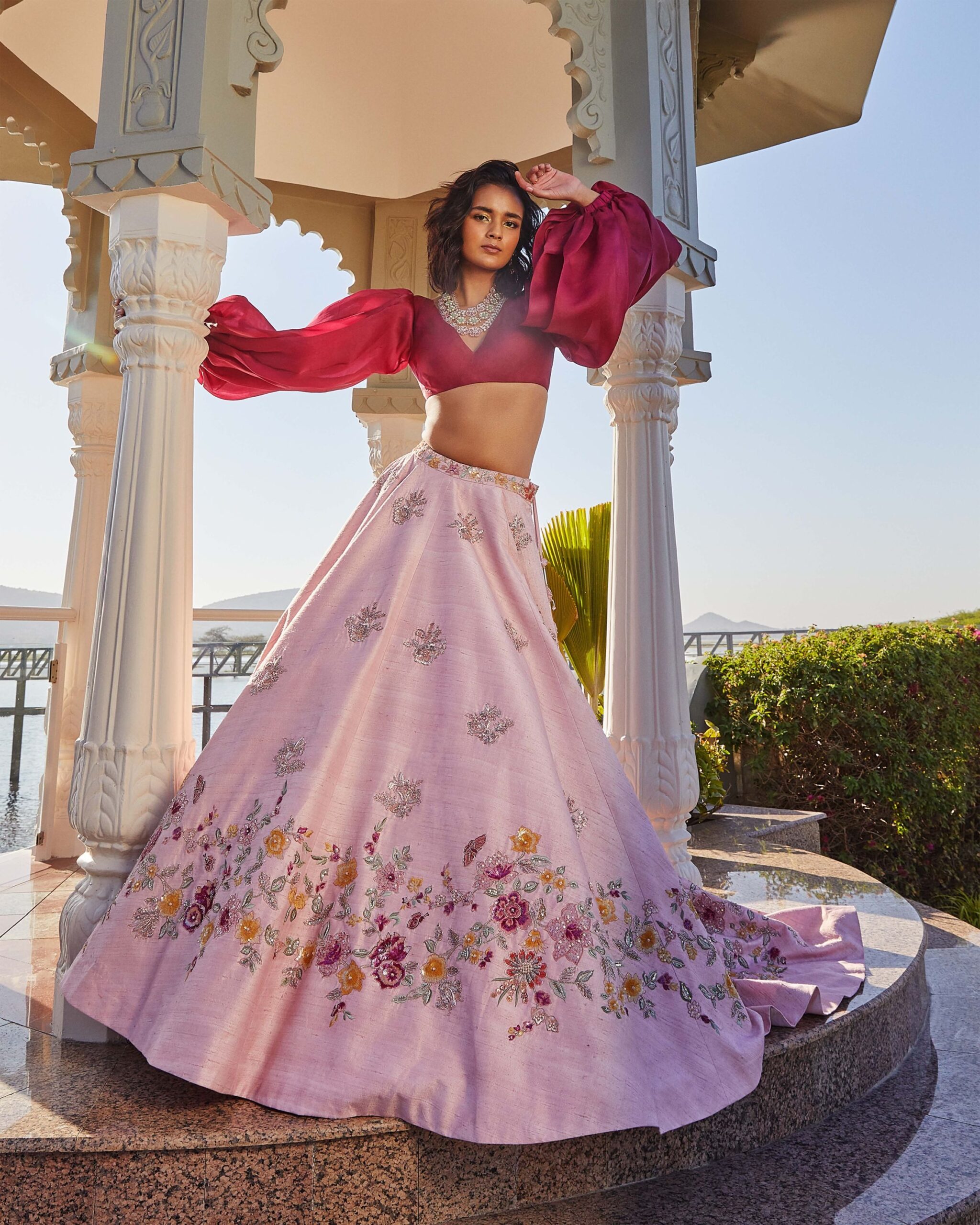Summer dreams by shyamal bhumika -pink bridal lehanga