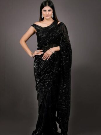 classic black sequin saree