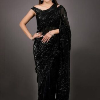 classic black sequin saree