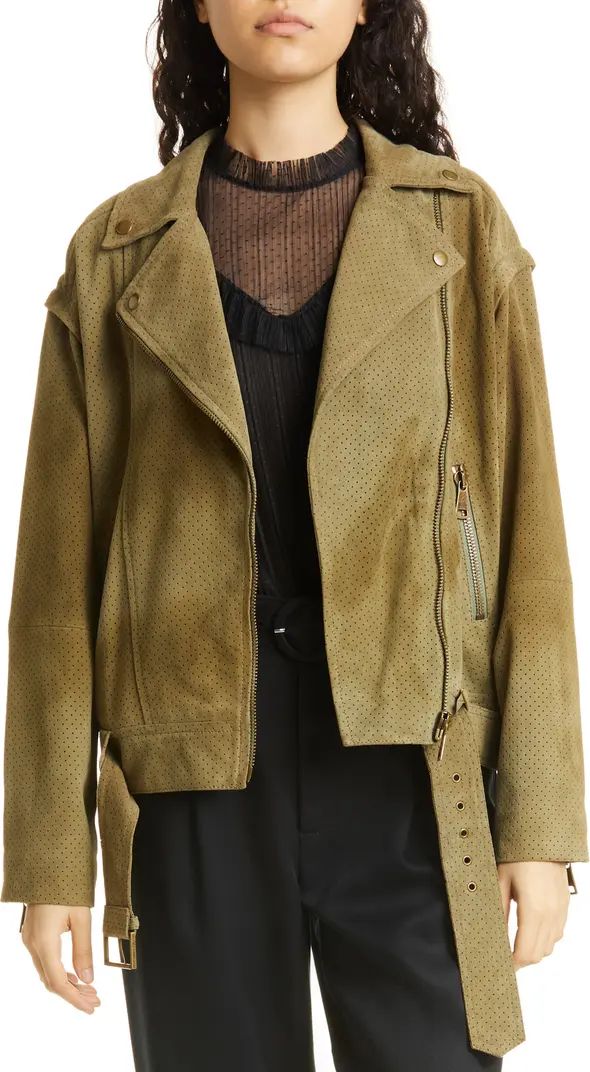 Women's Louiey Perforated Suede Biker Jacket TED BAKER LONDON