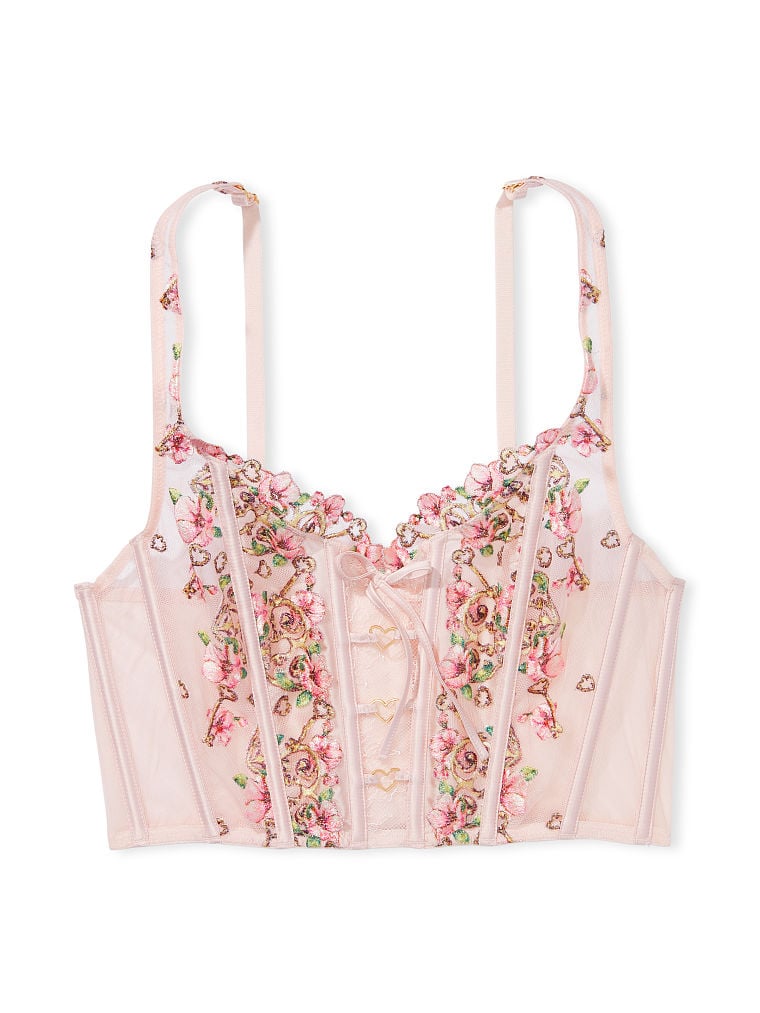 Victoria's Secret_Unlined Floral Heart Embroidery Corset Top