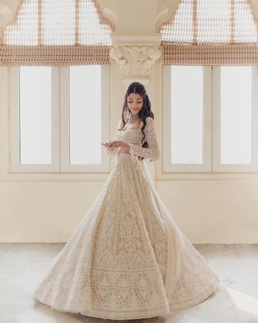 7 Prettiest Alanna Pandey Inspired White Bridal Lehenga
