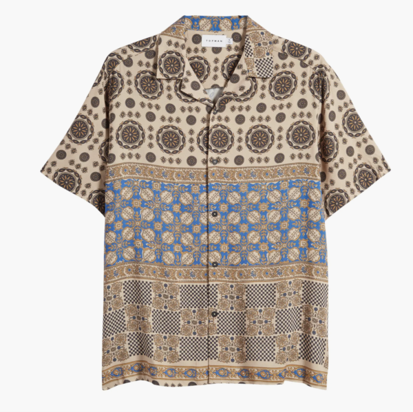 Bandana Border Short Sleeve Button-Up Shirt 1