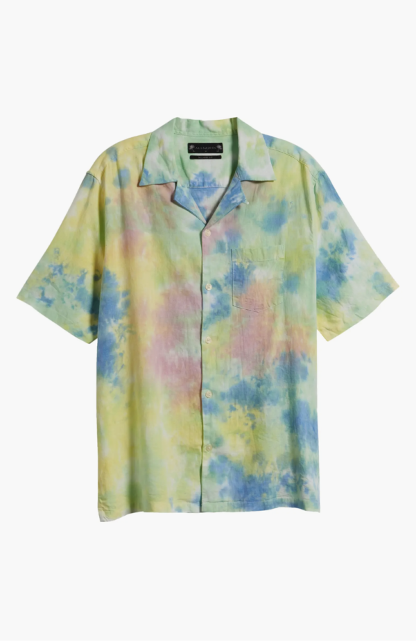 Pilar Tie Dye Linen Blend Camp Shirt 1