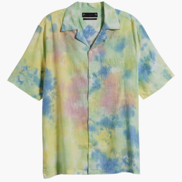 Pilar Tie Dye Linen Blend Camp Shirt