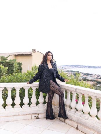 mrunal thakur in black jacket at cannes 2023