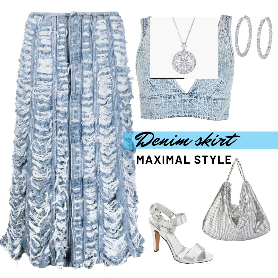 This look brings together 2 biggest trends of the season denim overalls and metalics