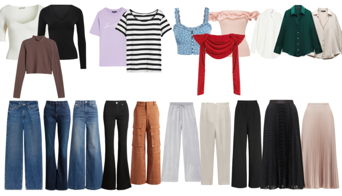 Capsule wardrobe for all your needs - bottoms & tops