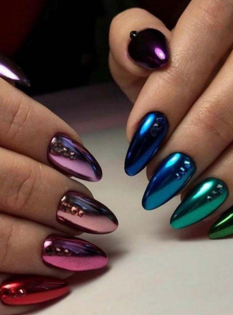 Rainbow metallic nails